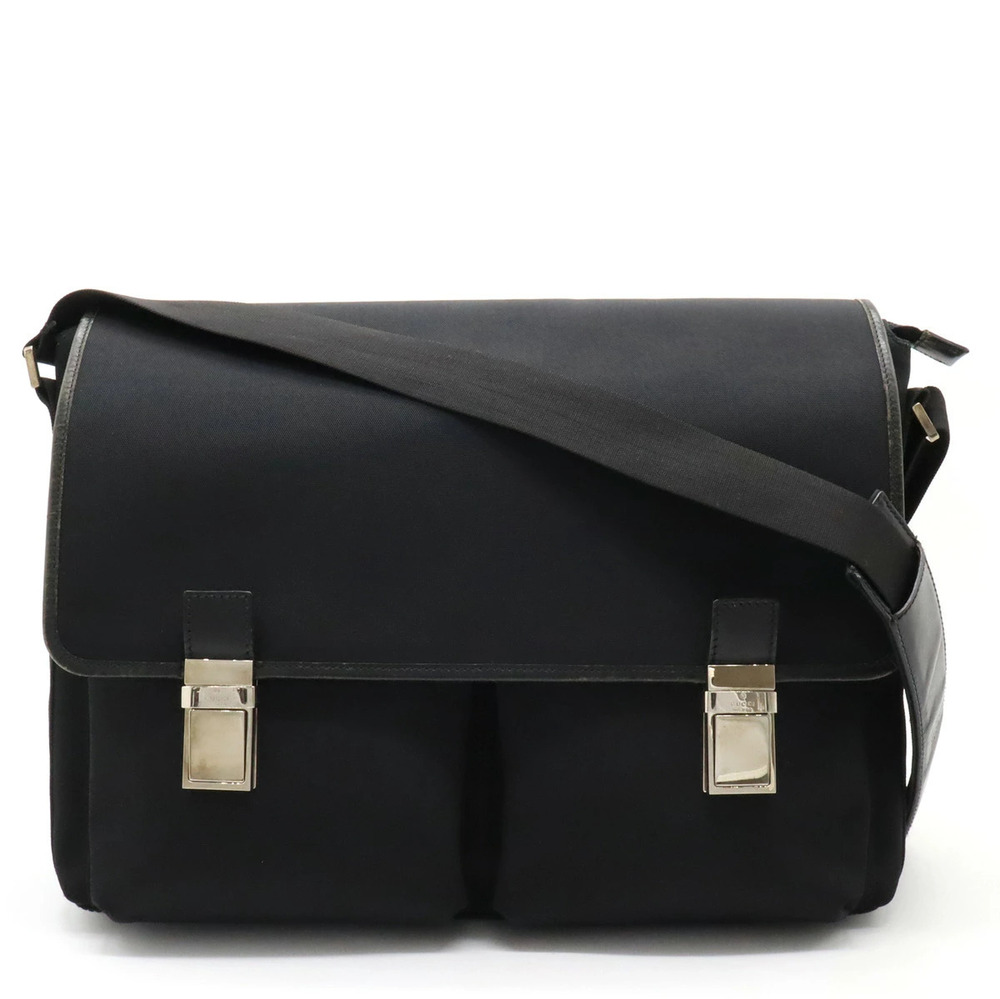 Gucci Messenger Bag Crossbody Canvas Leather Black